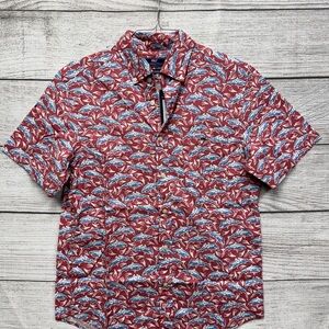 NEW Vineyard Vines Shirt Mens S Short Sleeve Tucker Shark Print Classic Fit